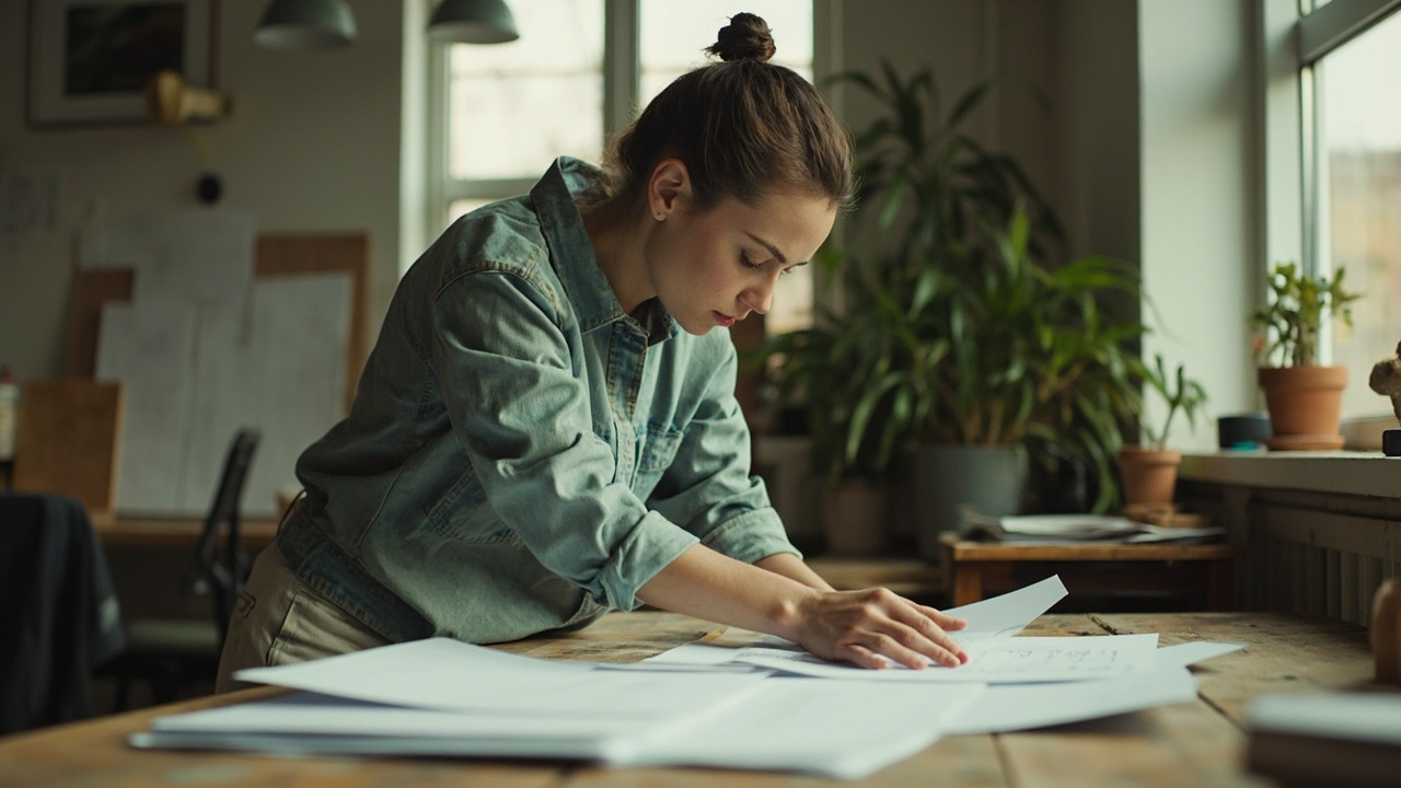 A real working moment illustrating the theme of an article about one page website seo. Wide 16:9 banner, one strong focal point, magazine editorial quality, authentic and unstaged.