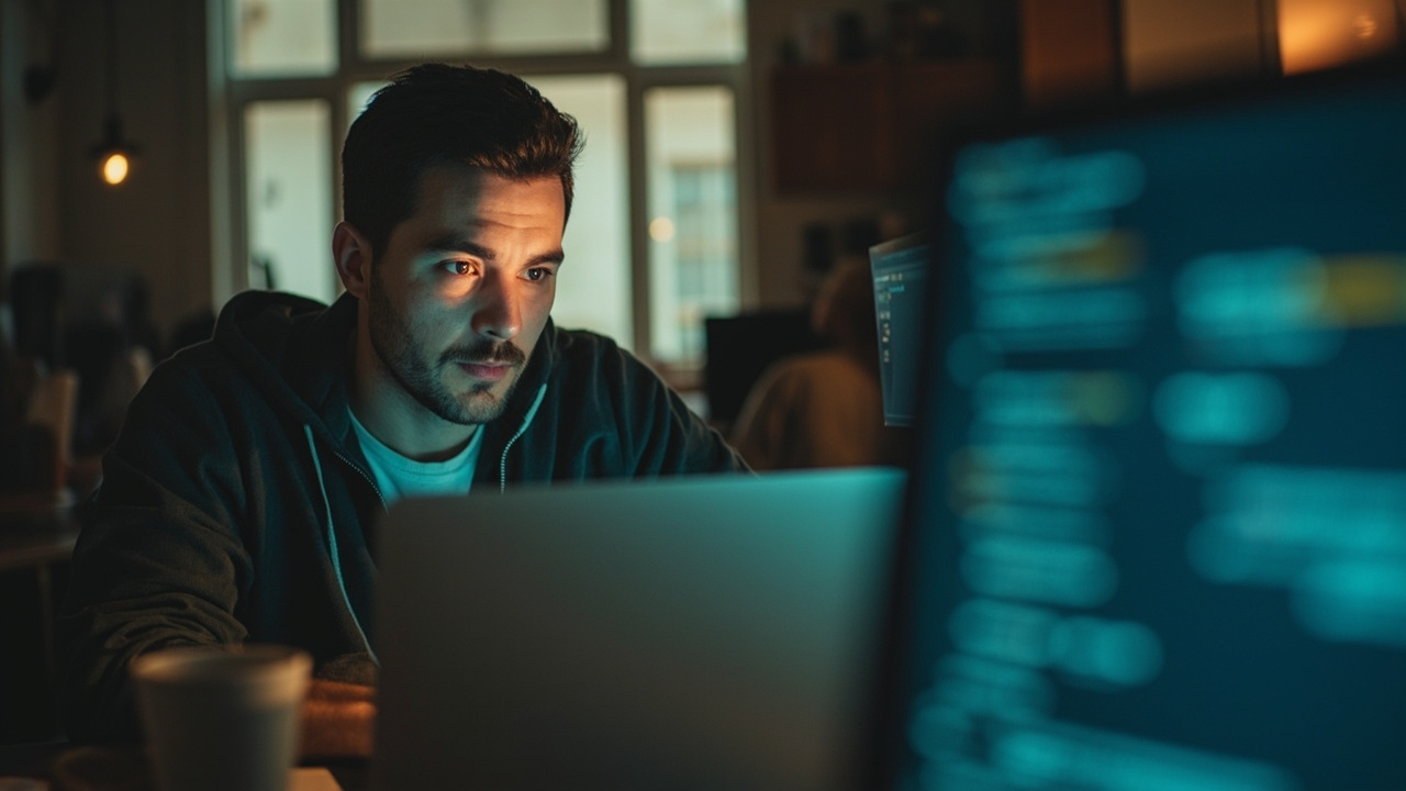 A real working moment illustrating the theme of an article about webhook queue. Wide 16:9 banner, one strong focal point, magazine editorial quality, authentic and unstaged.